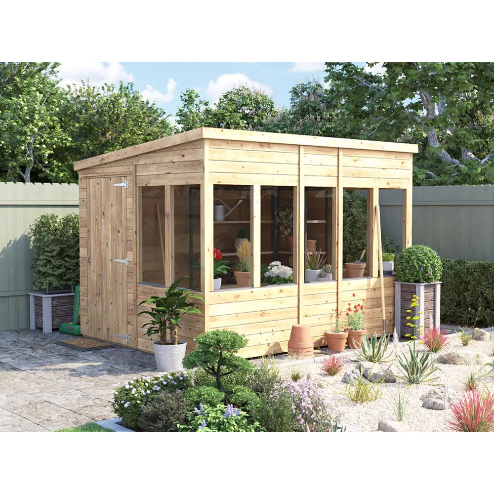 Dunster House Overlord 8 x 10ft Modular Brown Superfelt Pent Potting Shed Image 2