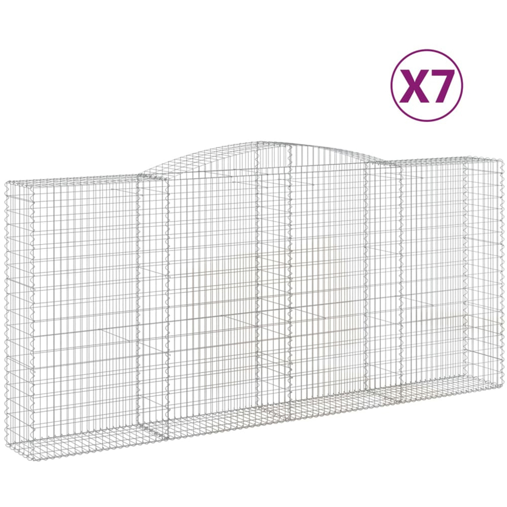 vidaXL Silver Galvanised Iron Arched Gabion Basket 400 x 50 x 180/200cm 7 Pack Image 4