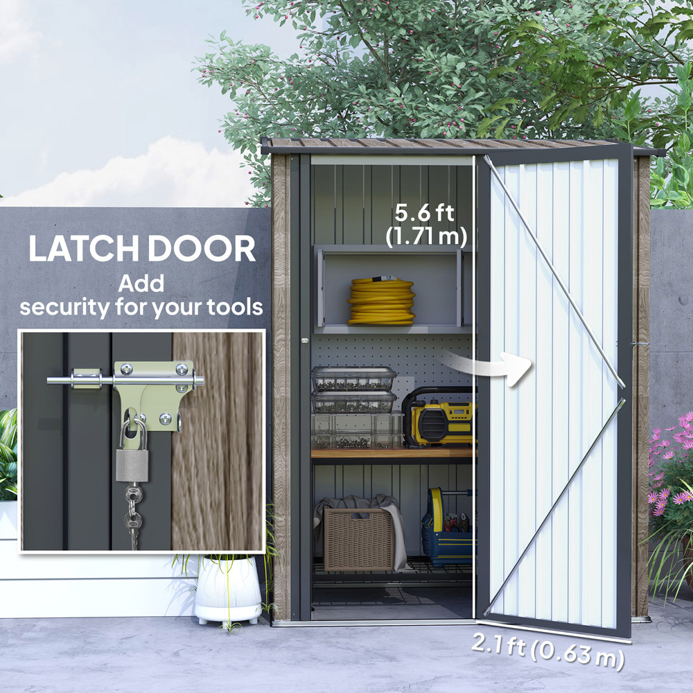 Outsunny 4.4 x 2.6ft Light Grey Metal Garden Storage Shed with Lockable Door Image 7