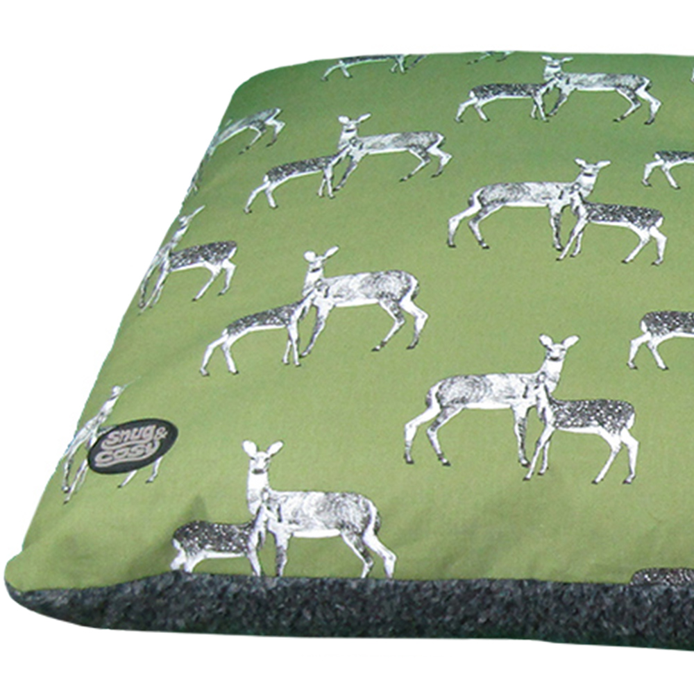 Snug & Cosy Medium Sage Deer Print Dog Lounger Bed Image 2