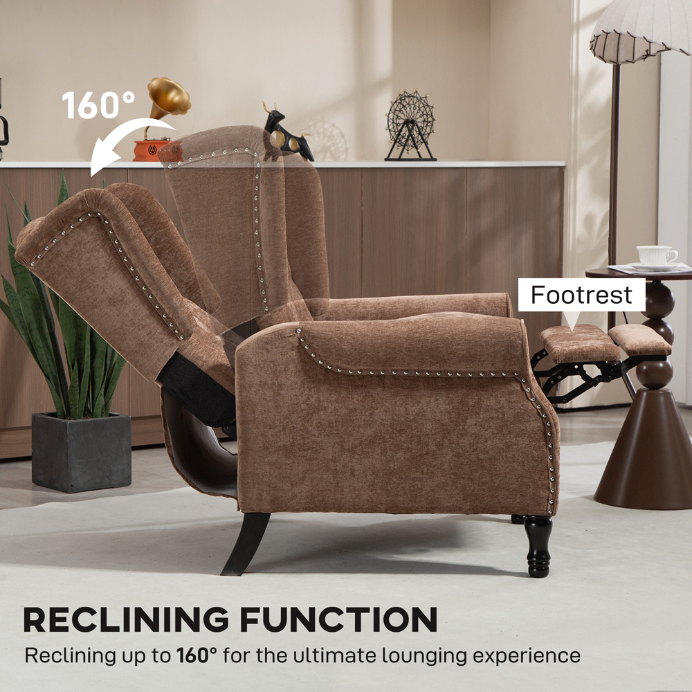 HOMCOM Brown Manual Recliner Armchair Recliner with Footrest Image 8