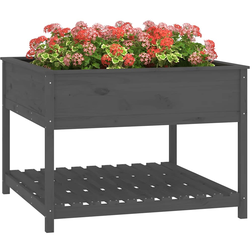 vidaXL Single Shelf Grey Solid Pine Wood Garden Planter 81 x 111.5 x 111.5cm Image 3