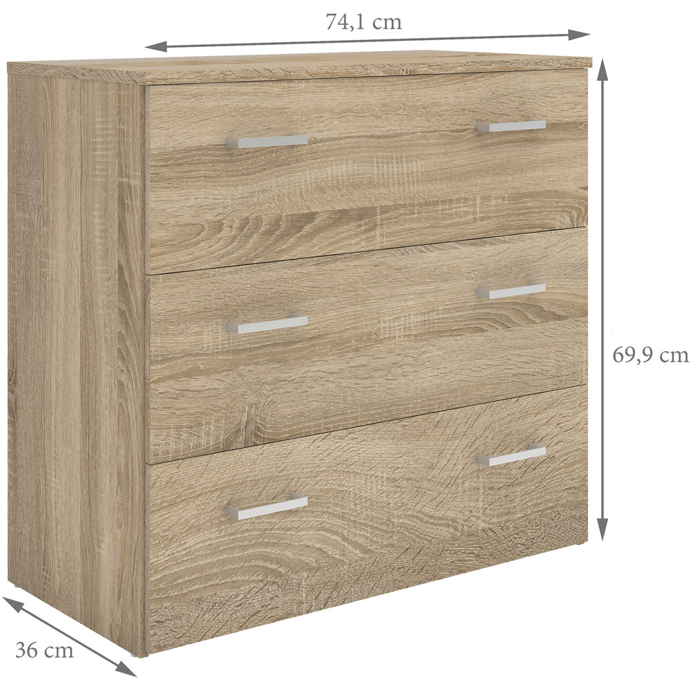Florence Space 3 Drawer Oak Chest of Drawers Image 6