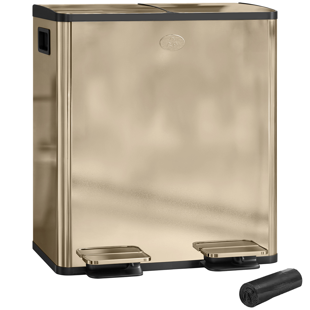 HOMCOM Golden Dual Compartment Kitchen Bin 40L Image 3
