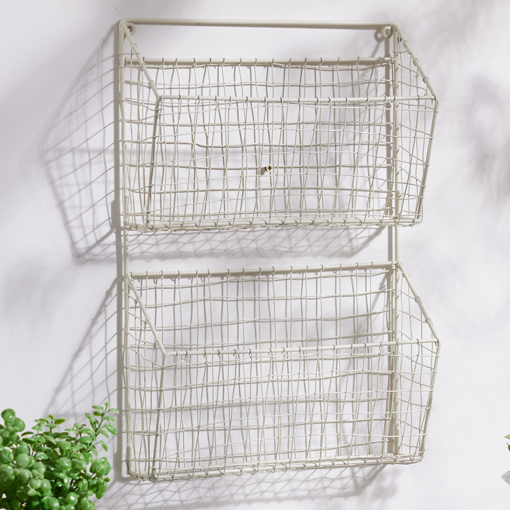 Dibor 2-Tier Cream Wall Mounted Storage Rack Image 5