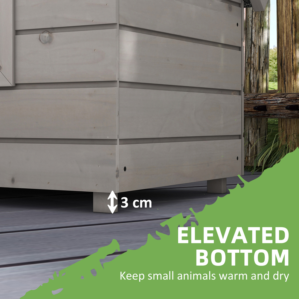 PawHut Grey Openable Top Outdoor Cat House with Asphalt Roof and Window Image 4
