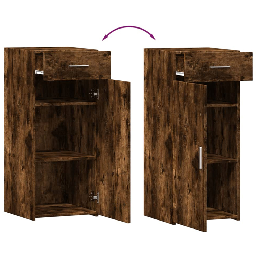 vidaXL Single Door Single Drawer Smoked Oak Sideboard Image 4