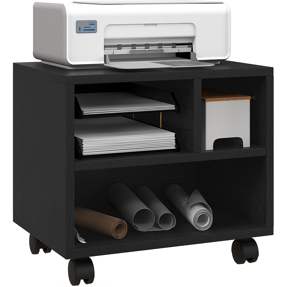HOMCOM 3 Shelf Black Printer Stand Image 2