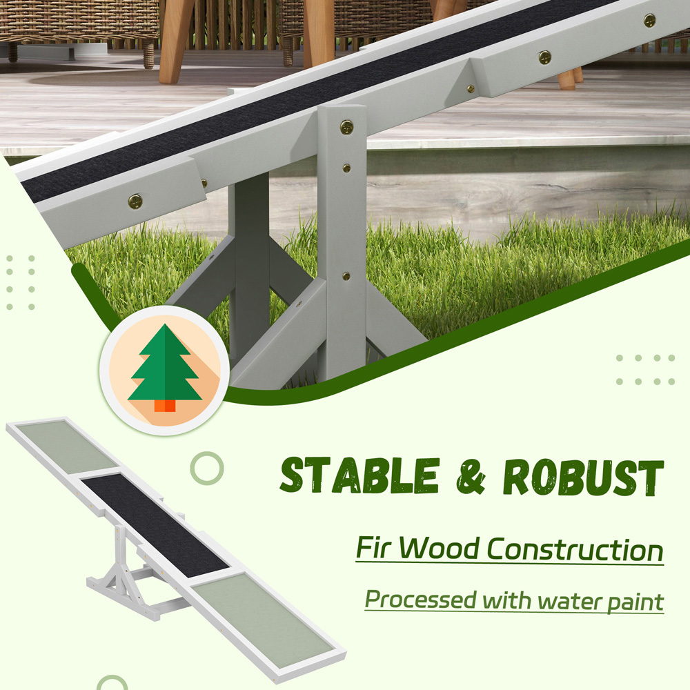 PawHut Big White Dog Seesaw with AntiSlip Surface Image 7