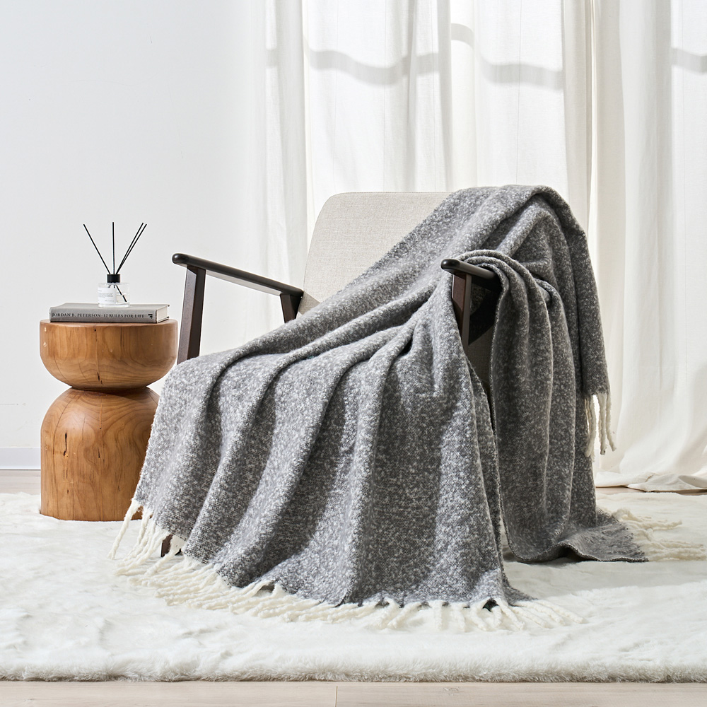 Cloud Touch Aisling Faux Mohair Fringed Graphite Throw 127 x 170cm Image 3