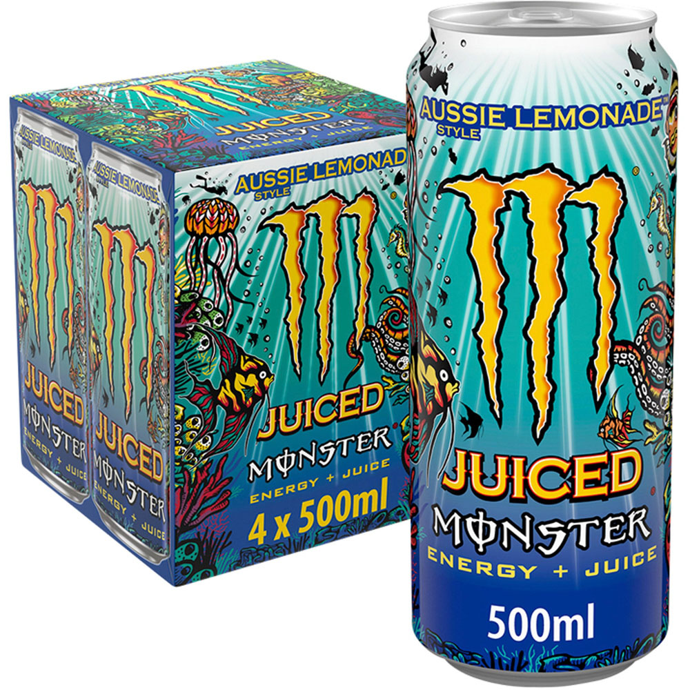 Monster Juiced Aussie Style Lemonade Energy Drink 4 x 500ml Image