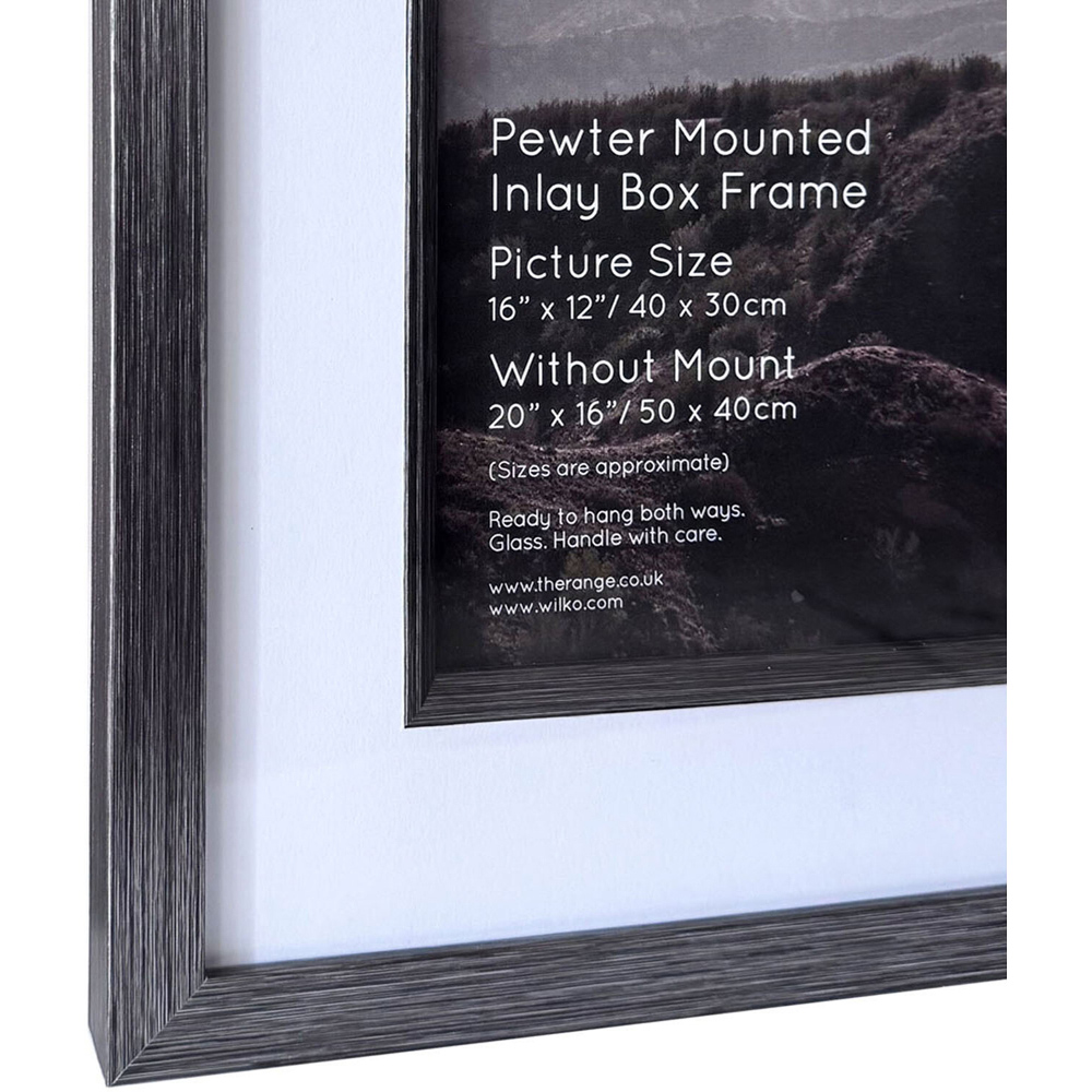 Mounted Inlay Box Photo Frame Pewter 16 x 12 inch Image 3