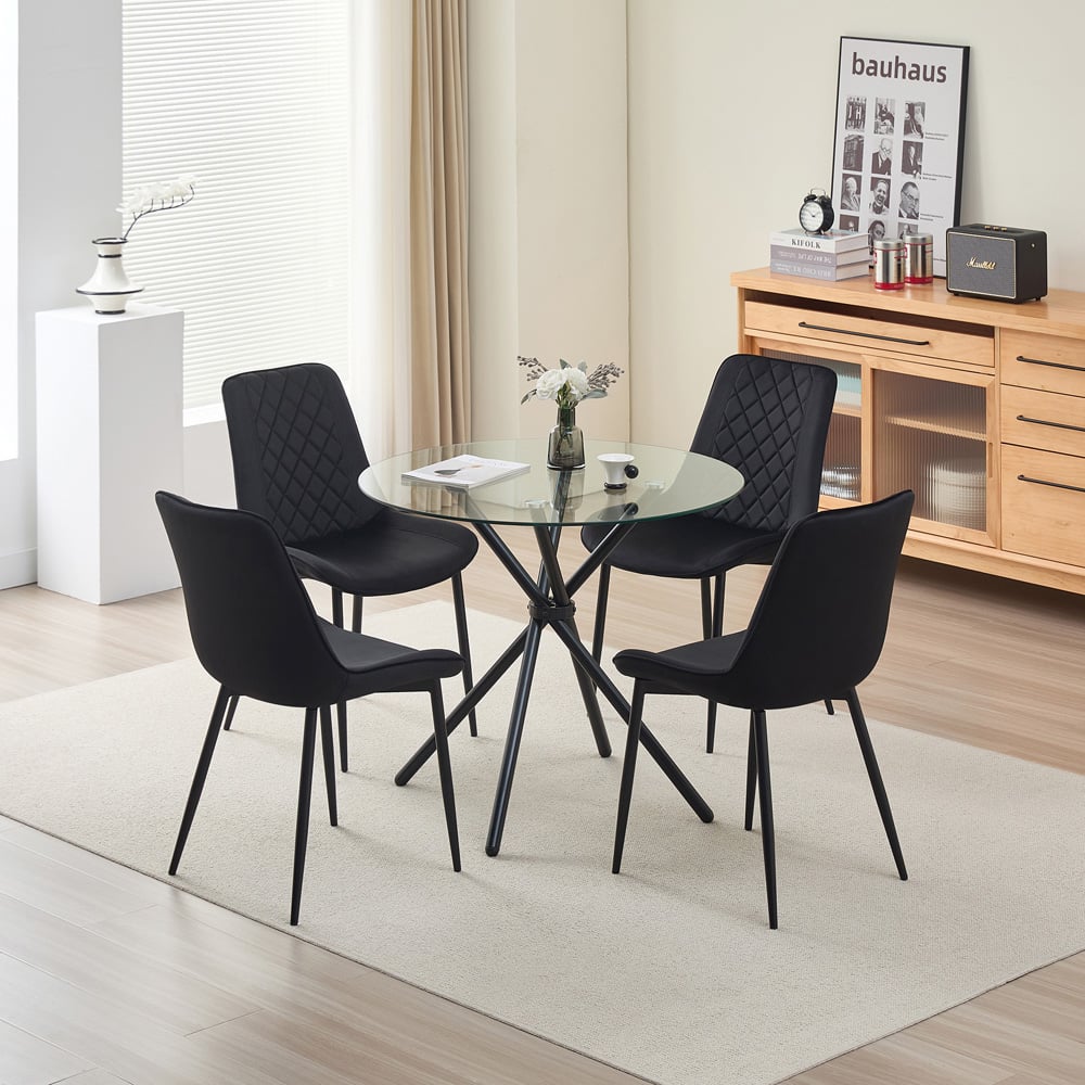 Indoor Living New York Amelia 4 Seater Round Dining Set Black Image 9