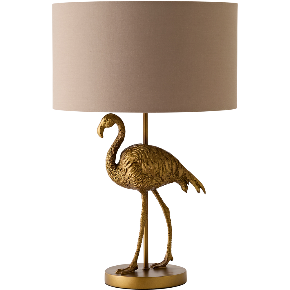 ValueLights Flo Flamingo Mink Shade Brushed Bronze Table Lamp with Bulb Image 1