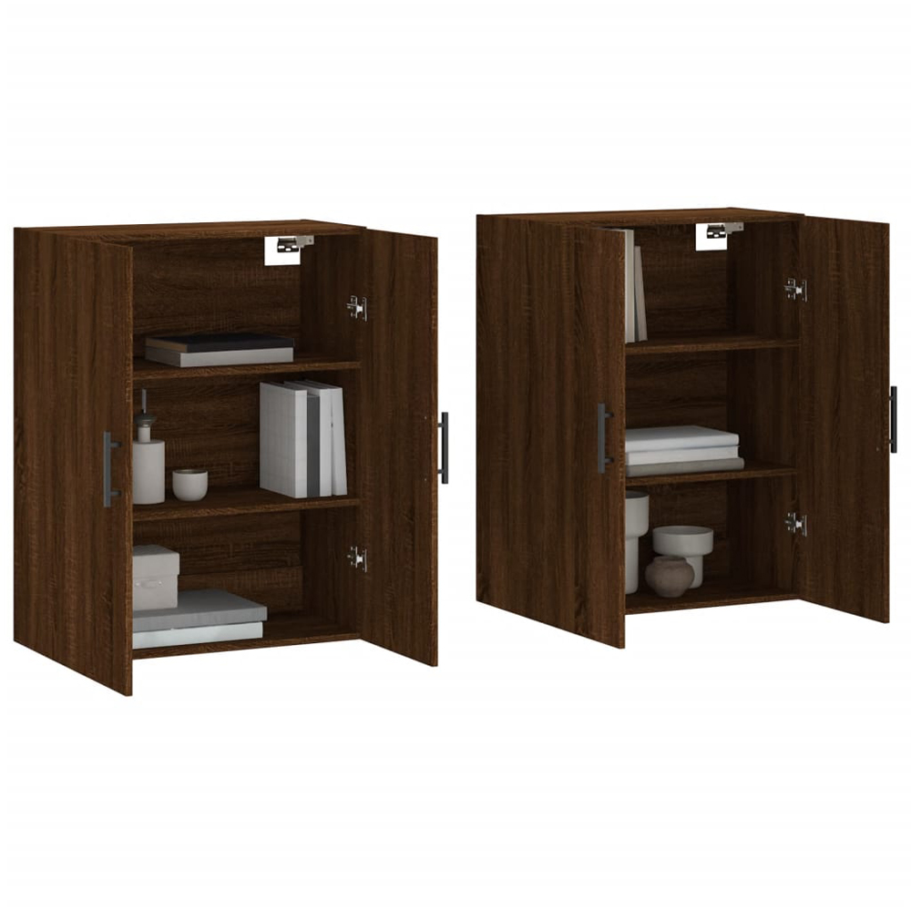 vidaXL 2 Door Brown Oak Wall Mounted Storage Cabinets 2 Pack Image 3
