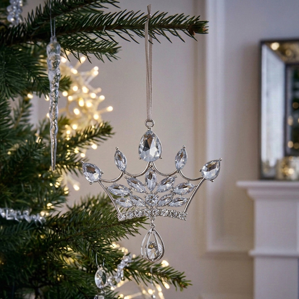 Crystal Crown Hanging Decoration Silver Image 2