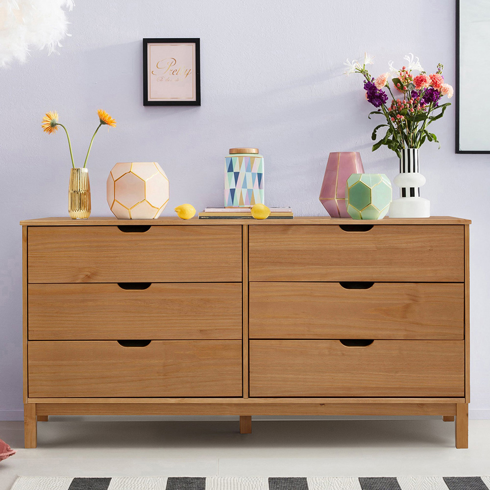 Loft24 Post 6 Drawer Solid Wood Chest of Drawers Image 1