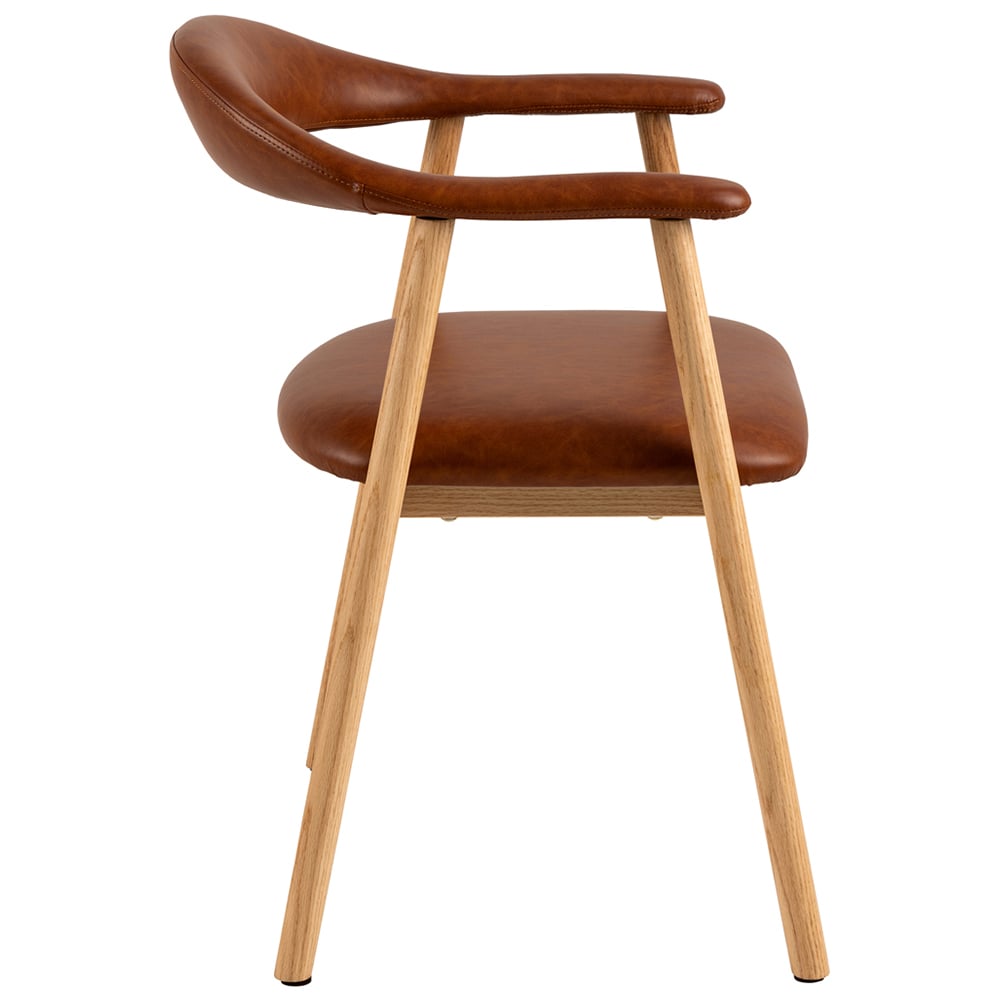 Florence Addi Set of 2 Brandy Faux Leather Retro Dining Chair with Armrest Image 4