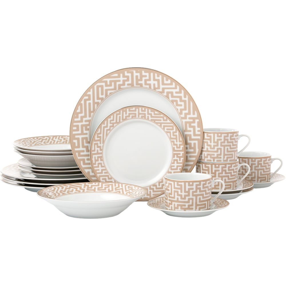 Waterside Mosaic Cream and Gold 20 Piece Dinner Set Image 1