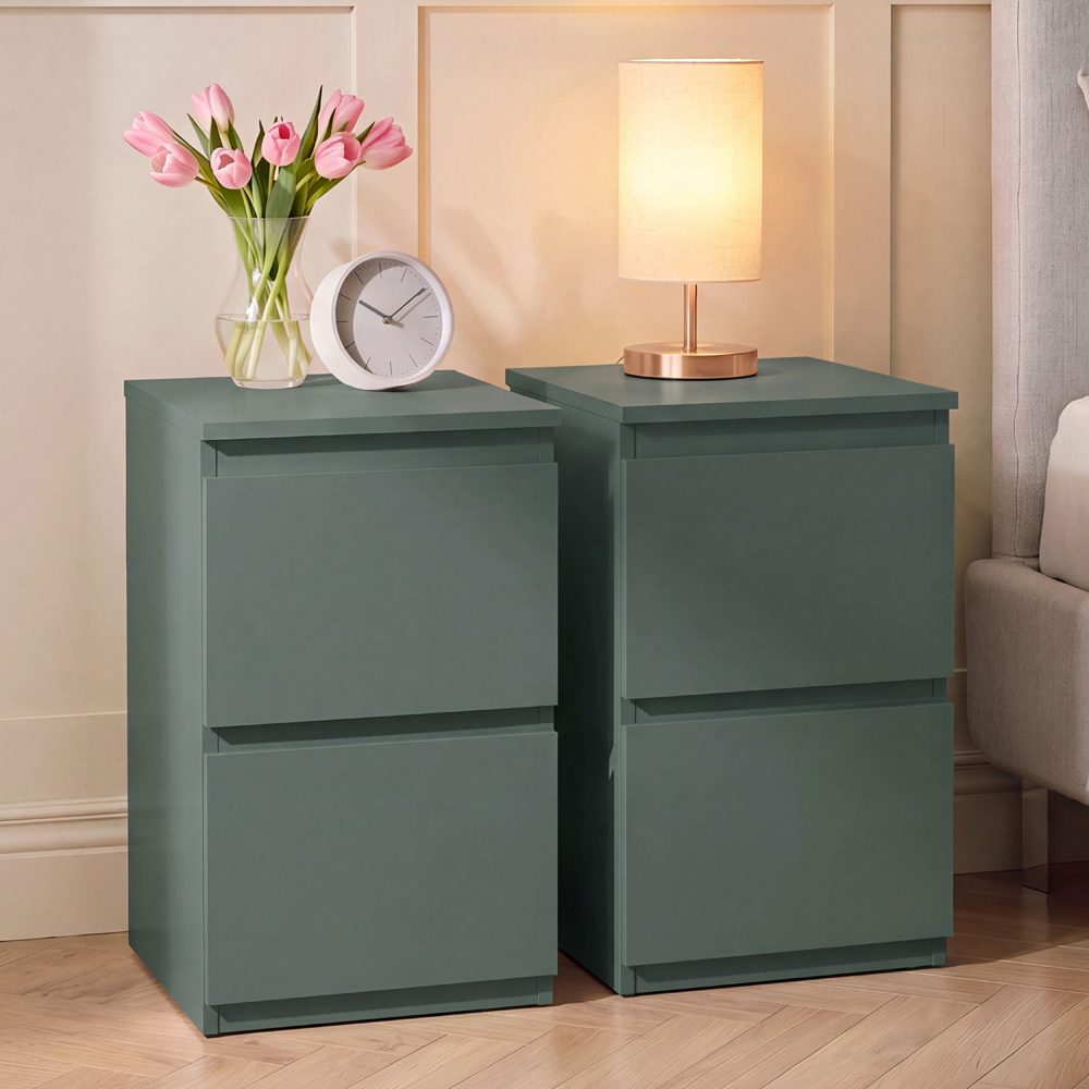 VIDA DESIGNS Denver 2 Drawer Green Bedside Cabinet Set of 2 Image 4
