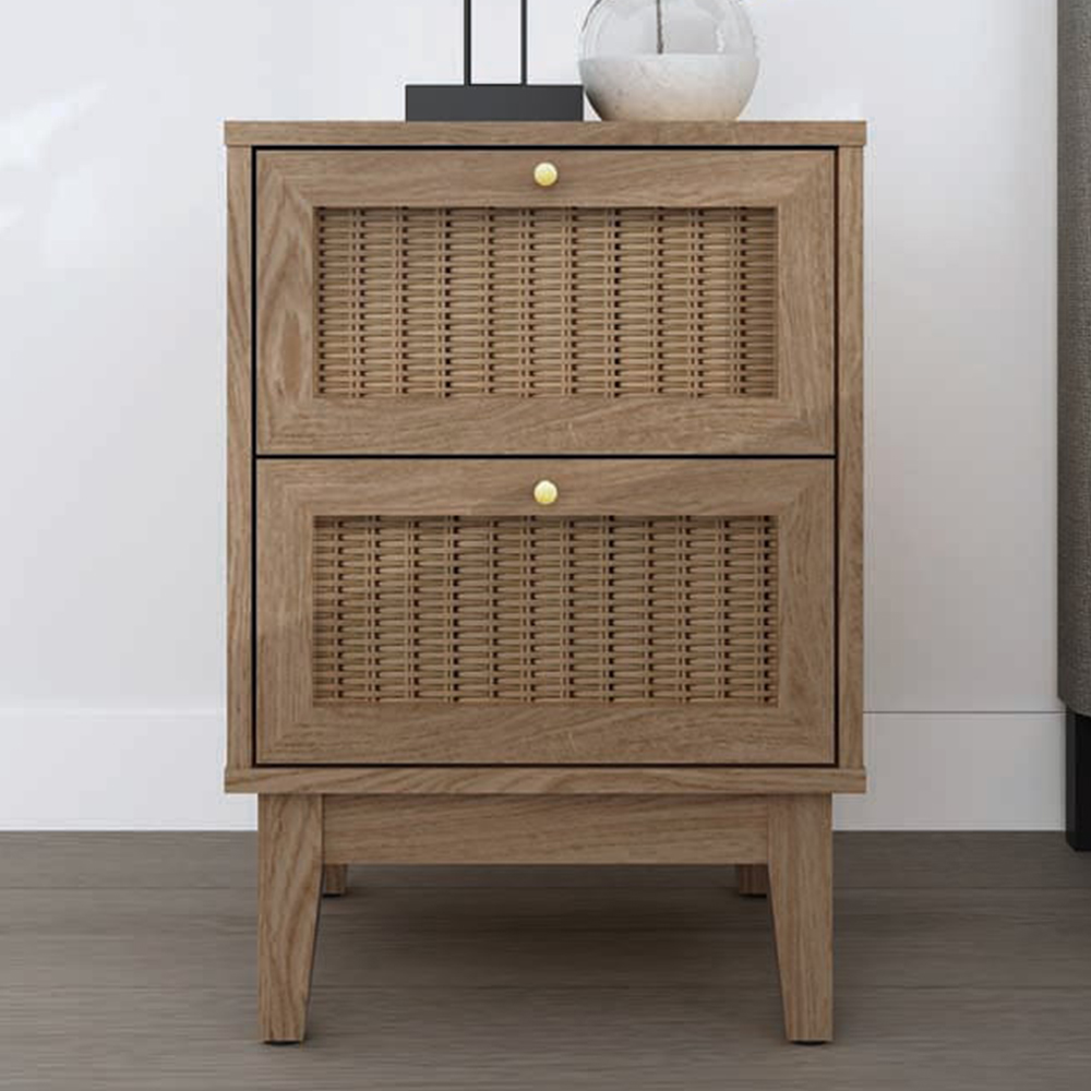 Bordeaux 2 Drawer Oak Bedside Table Image 1