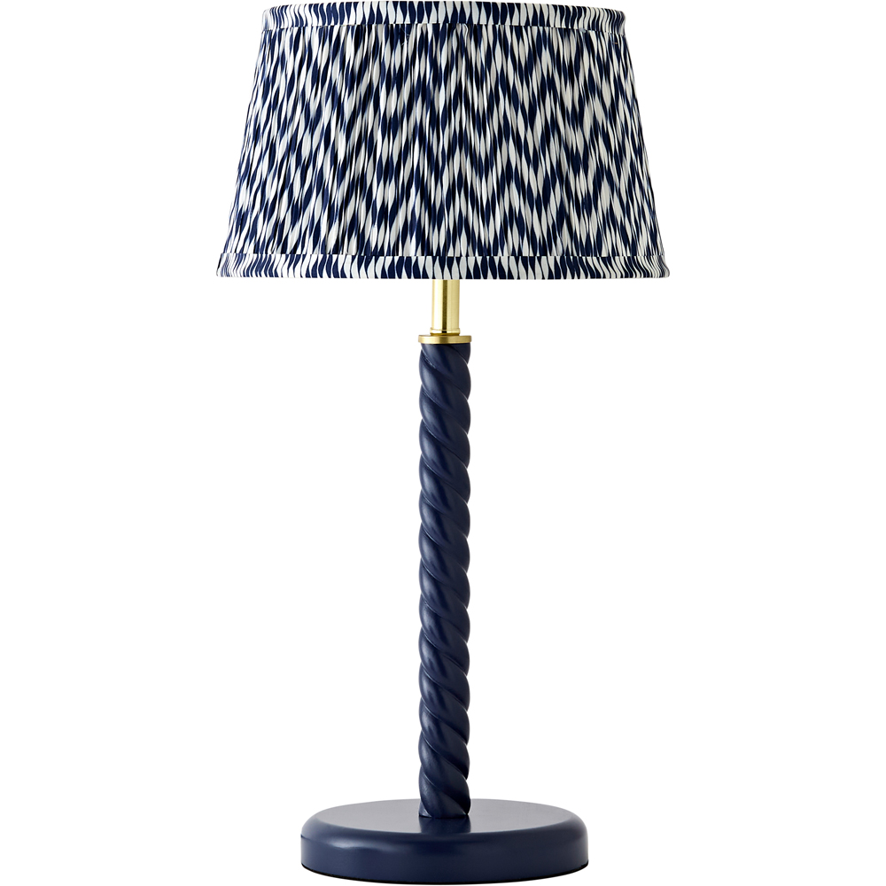 ValueLights Amara Blue Chevron Pleated Shade Navy Twist Table Lamp with Bulb Image 1