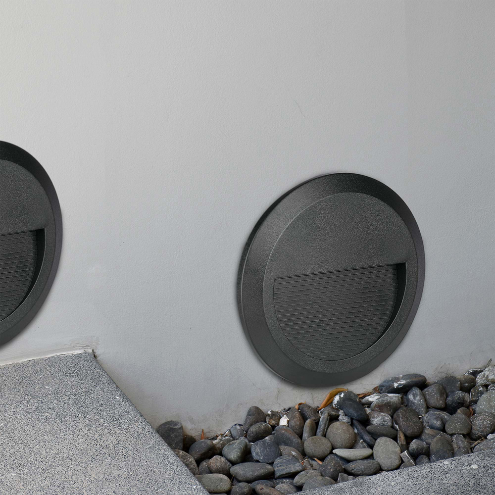 V-TAC 4 Pack 2W Black Round Warm White LED Step Light Image 5