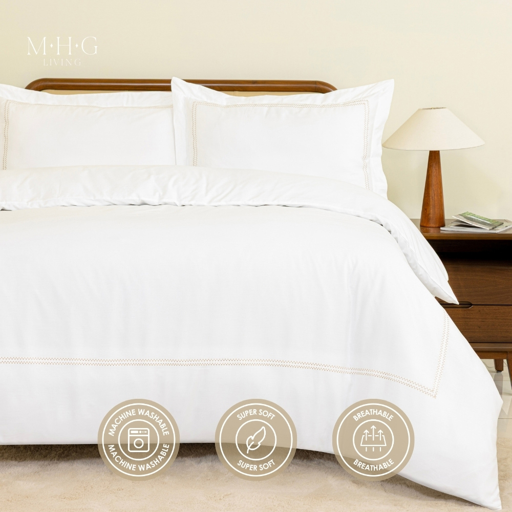 MHG Living Double Oxford Gold 200 Thread Count Duvet Cover Set Image 9