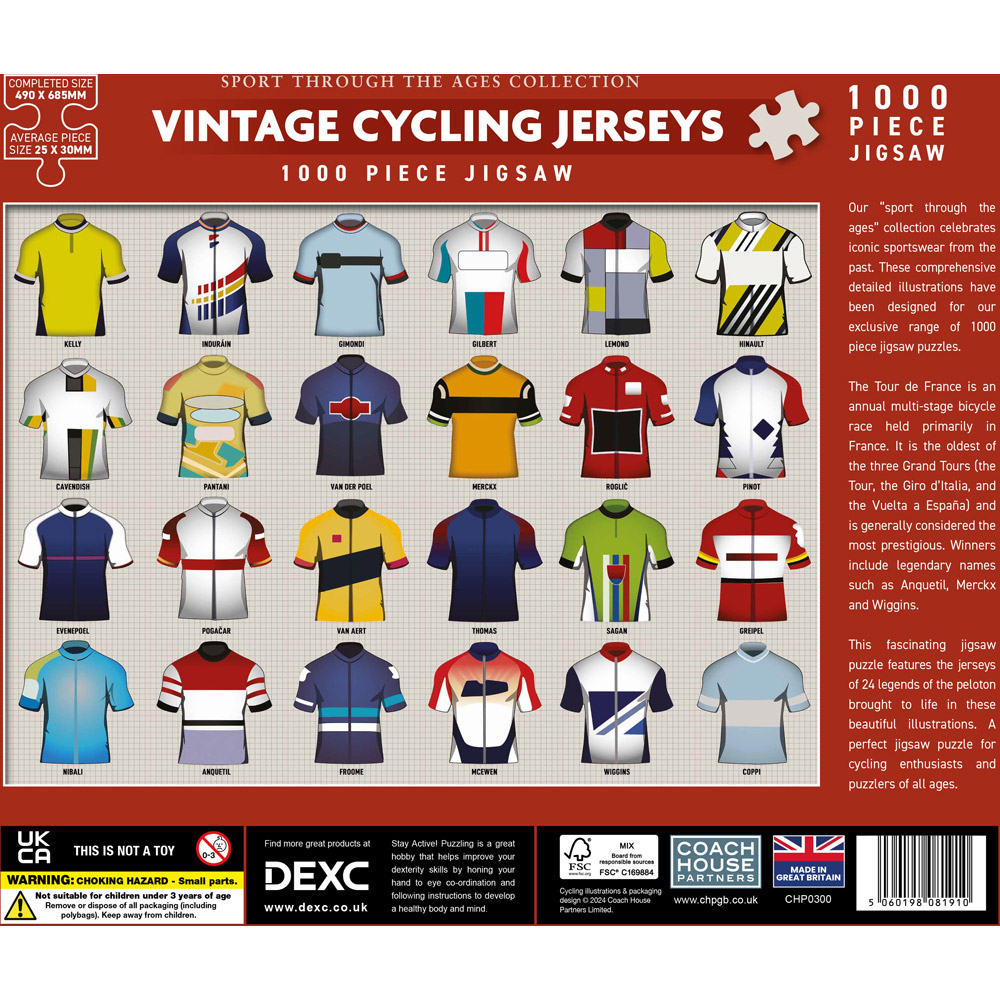 Vintage Cycling Jerseys 1000 Piece Jigsaw Puzzle Image 2