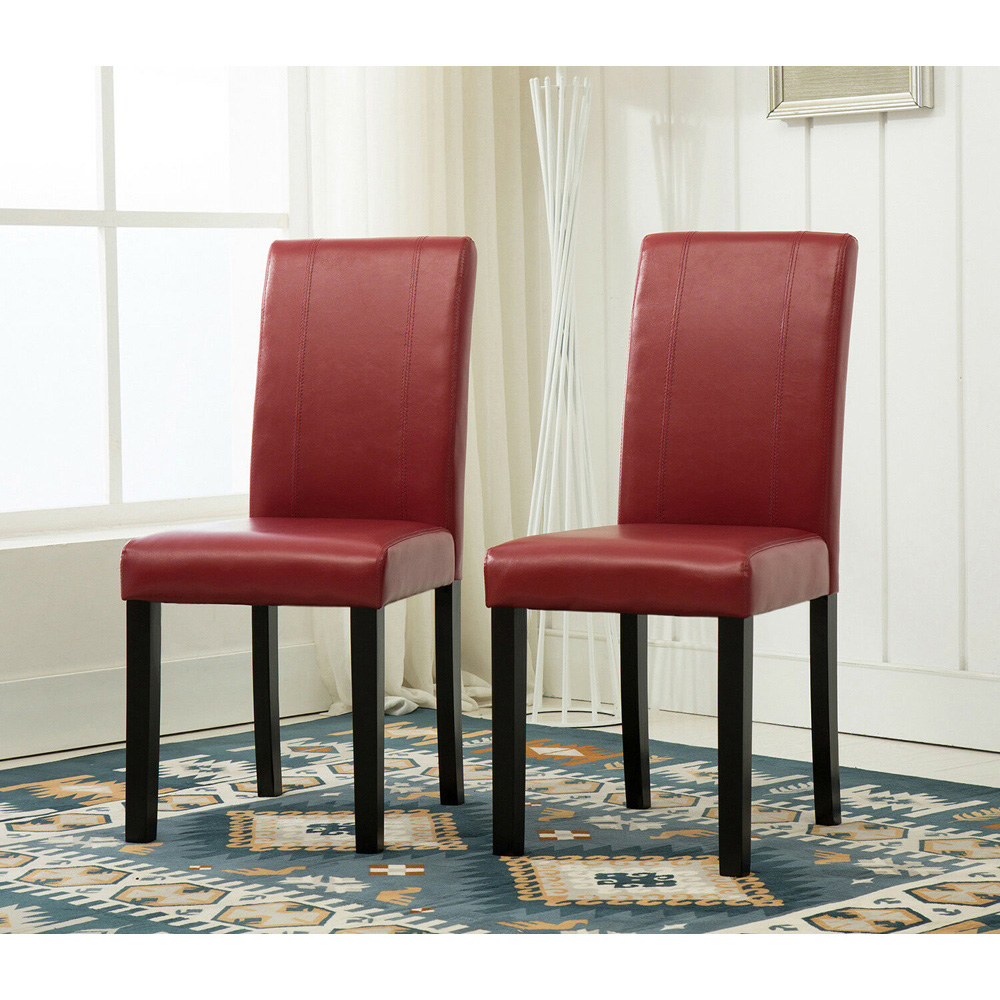 Set of 2 Red Faux Leather Dining Chair Image 5
