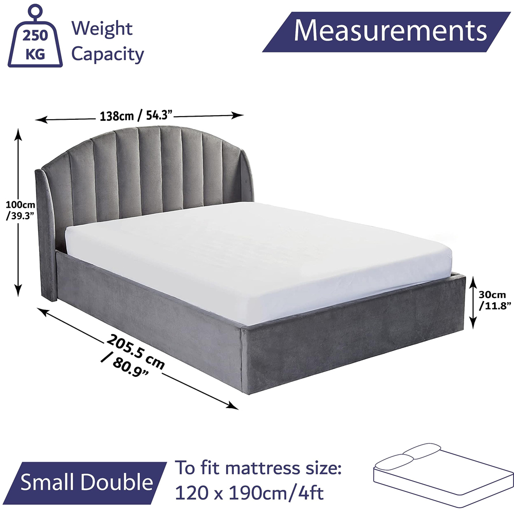 Home Treats Small Double Velvet Winged Headboard Ottoman Storage Bed Frame Image 8