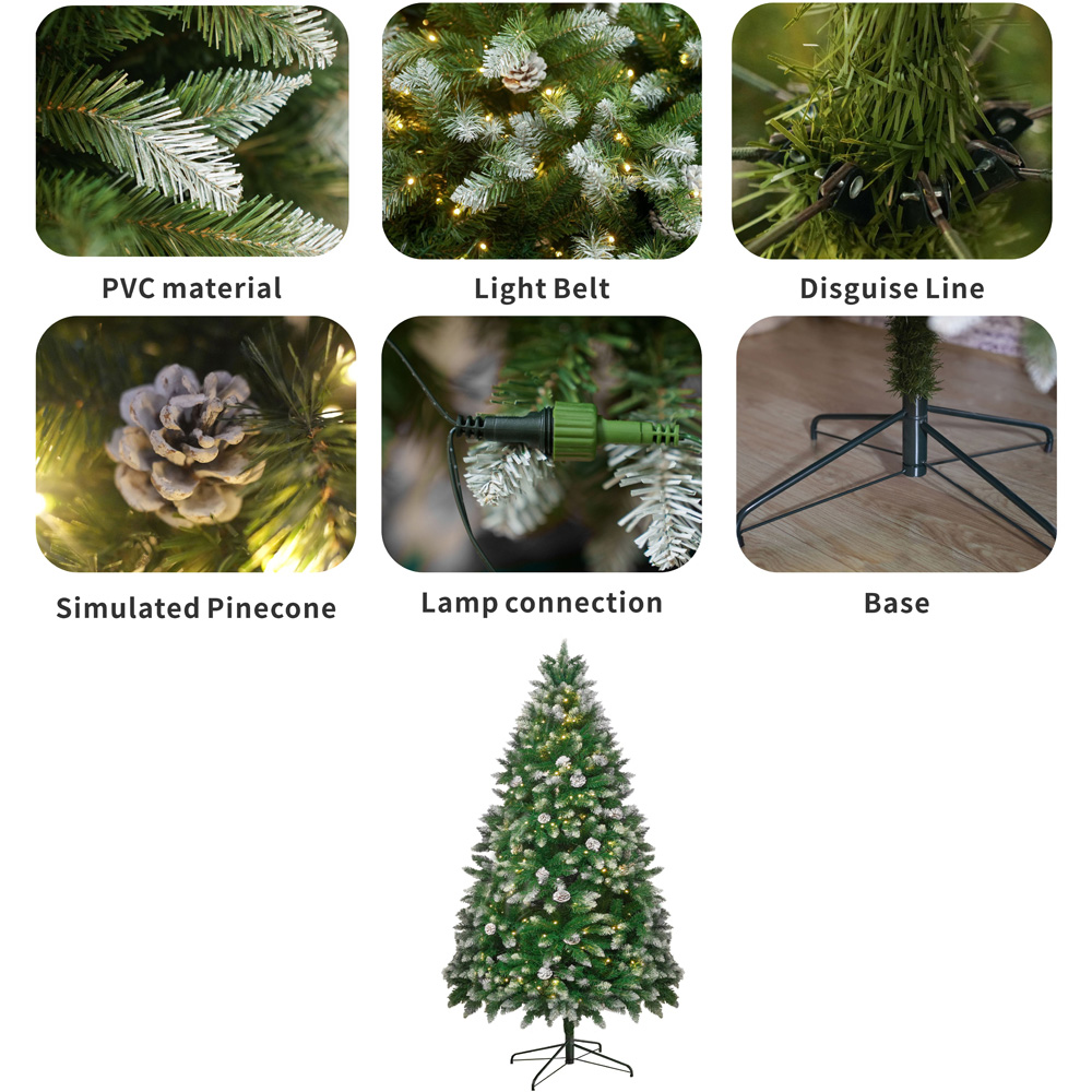 Abrihome Pre Lit Snow Flocked Artificial Christmas Tree 7ft Image 5