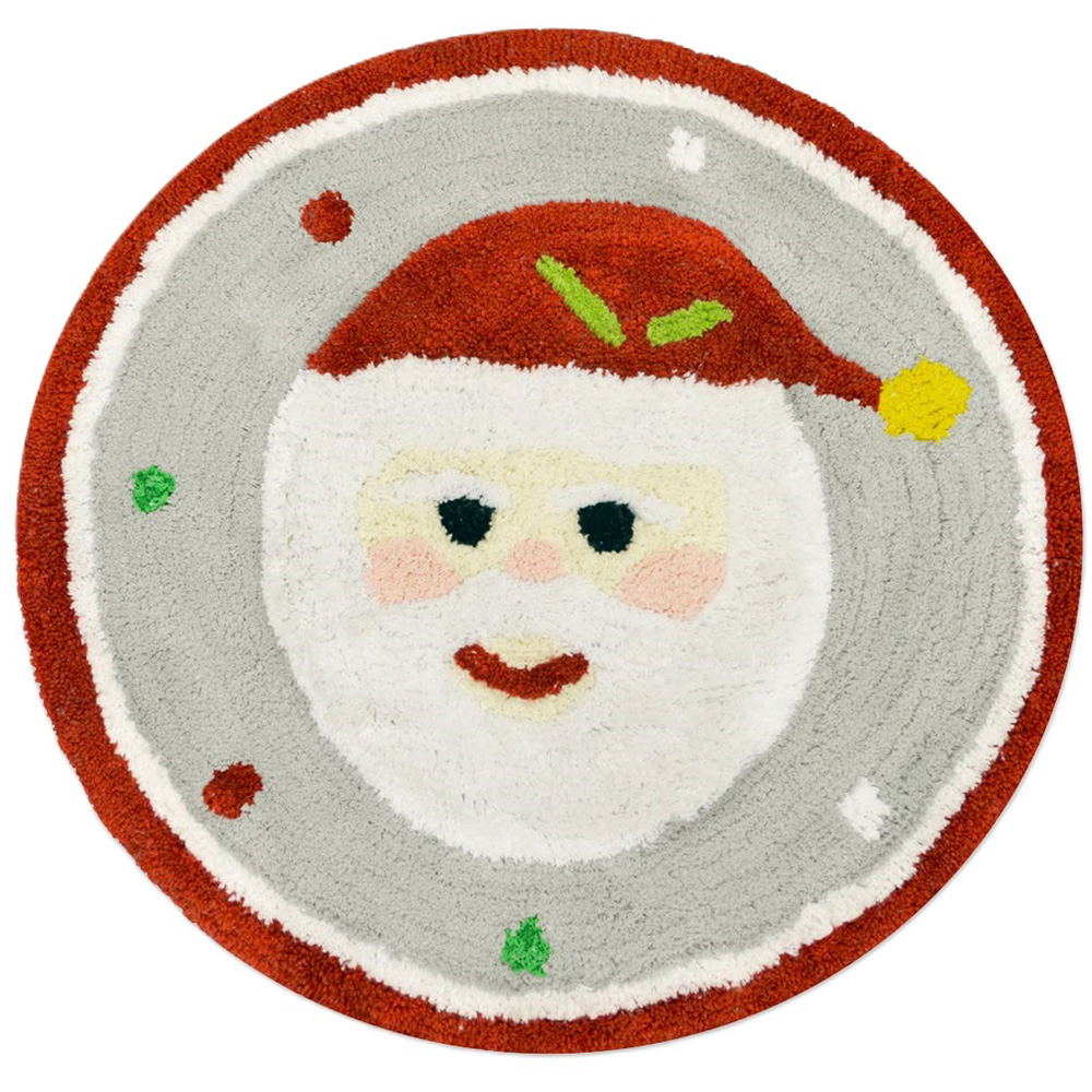 Allure Bath Fashions Christmas Santa Tufted Round Bath Mat Image 1