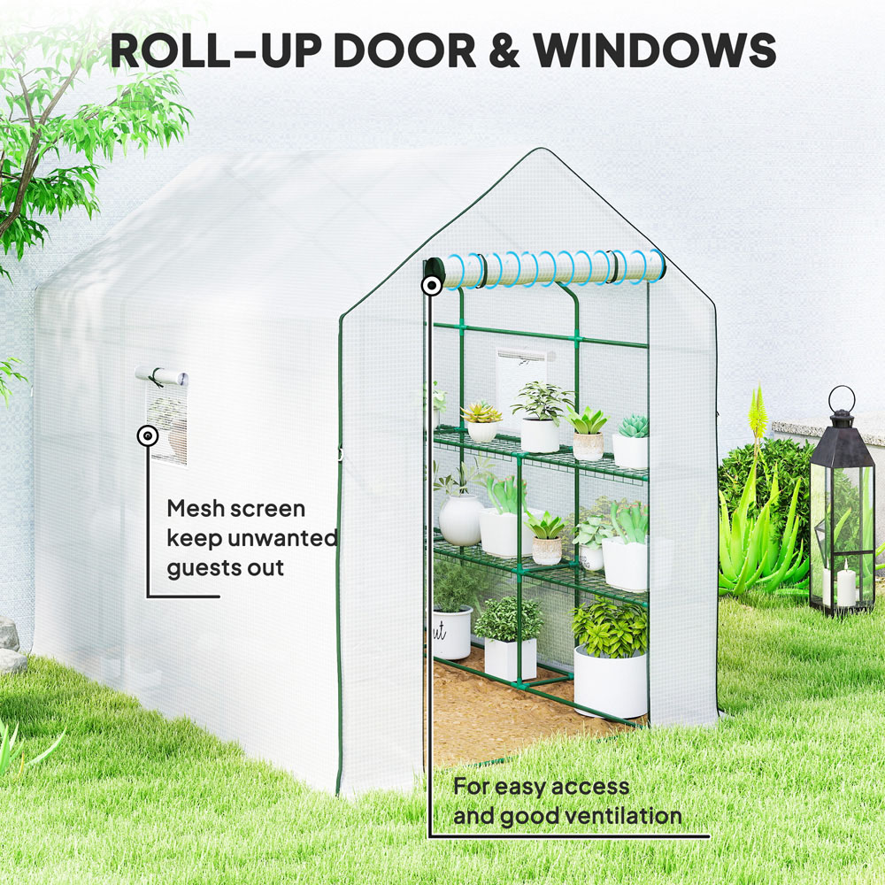 Outsunny White Plastic 4.5 x 7ft Walk In Greenhouse Image 6