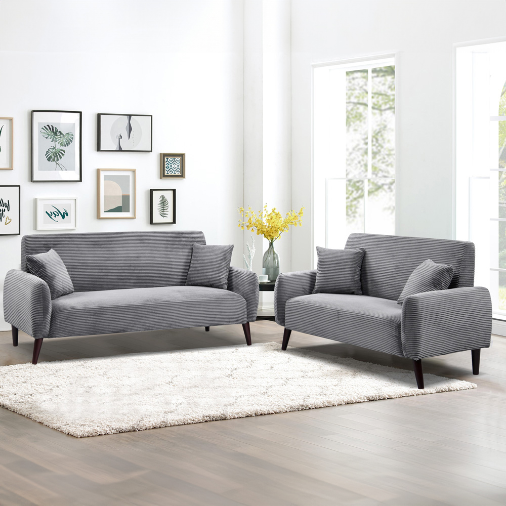 Brooklyn 5 Seater Grey Jumbo Cord Sofa Set Image 1