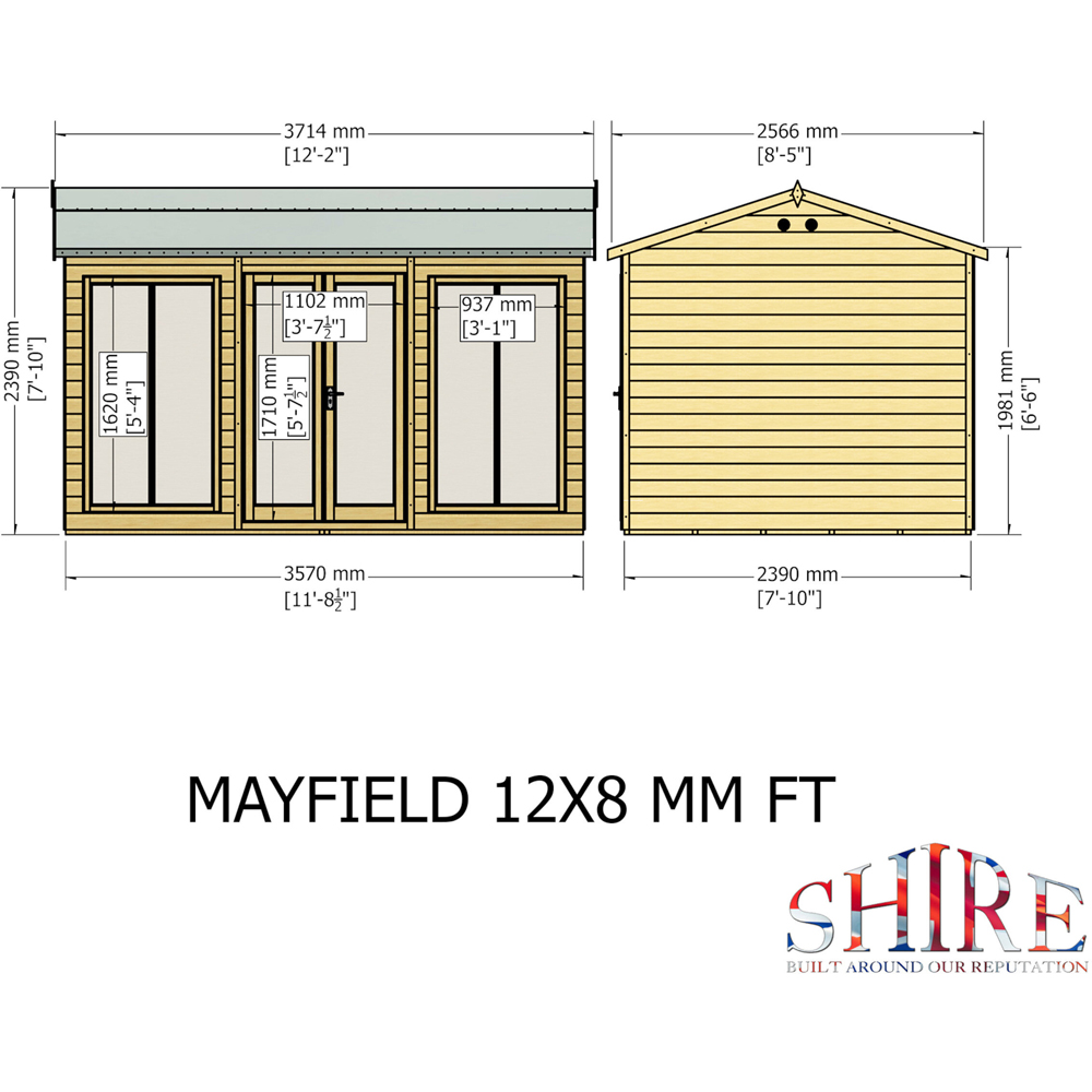 Shire Mayfield 12 x 8ft Double Door Traditional Summerhouse Image 7