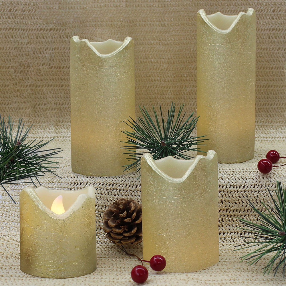 Avilo Gold Flameless LED Pillar Candle 4 Piece Image 2