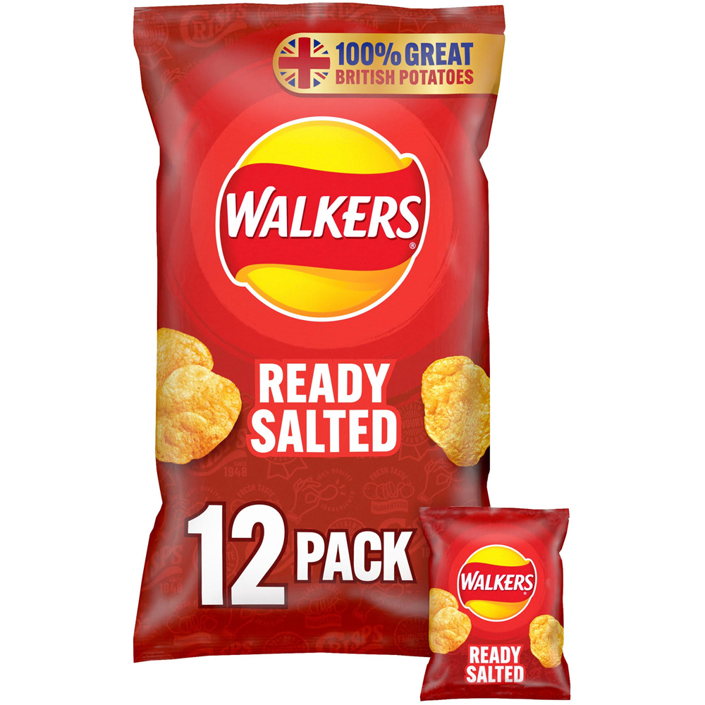Walkers Ready Salted Crisps 12 Pack Image