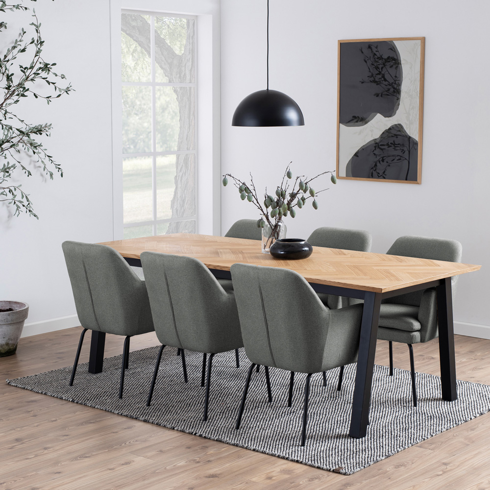 Florence Brighton 8 Seater Herringbone Effect Dining Table Oak Image 7