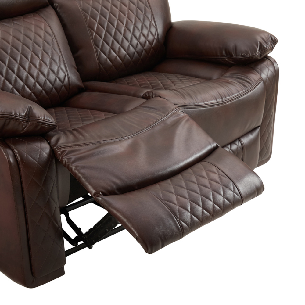 Home Detail Carson 2 Seater Brown Faux Leather Manual Recliner Sofa Image 6