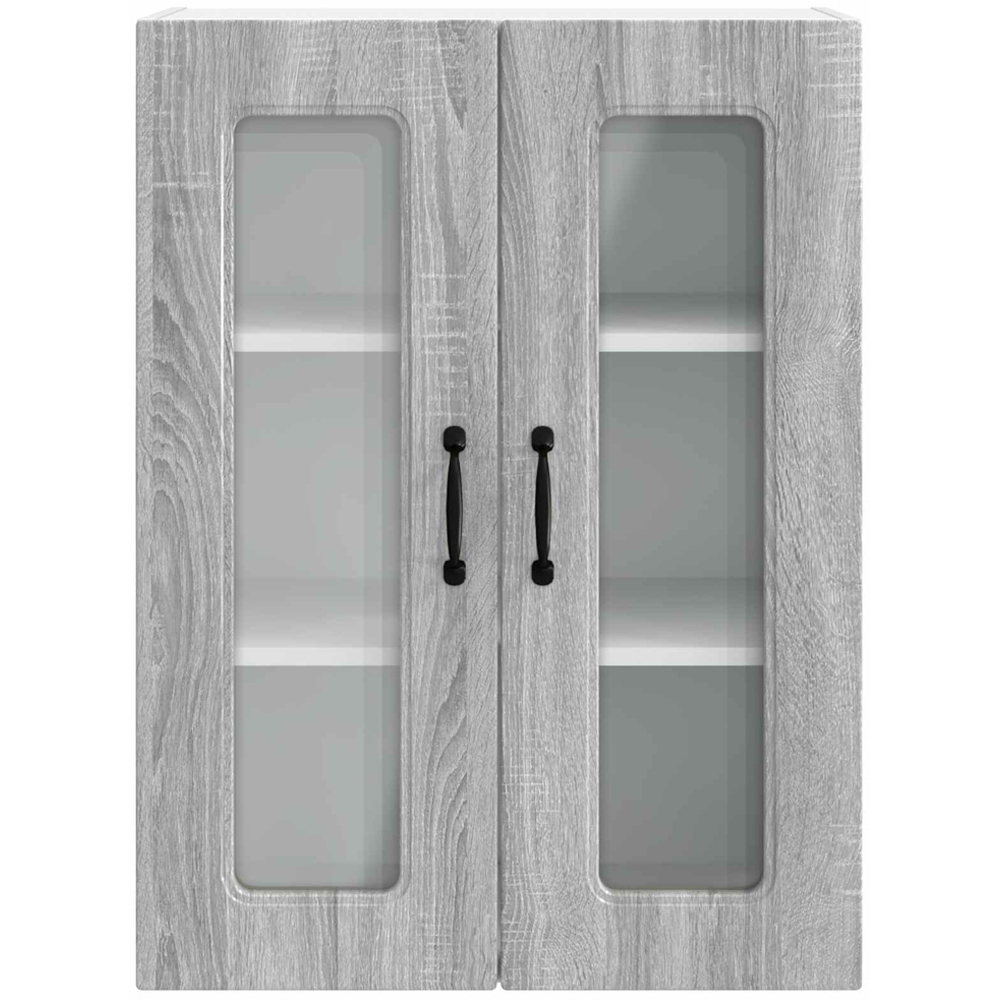 vidaXL 2 Glass Door Grey Sonoma Kitchen Wall Cabinet Image 4