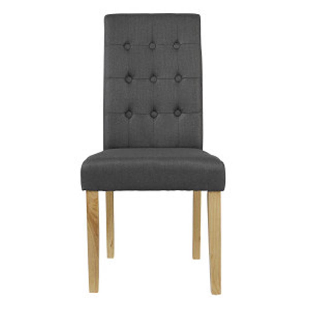 Roma Set of 2 Grey Fabric Dining Chairs Image 1