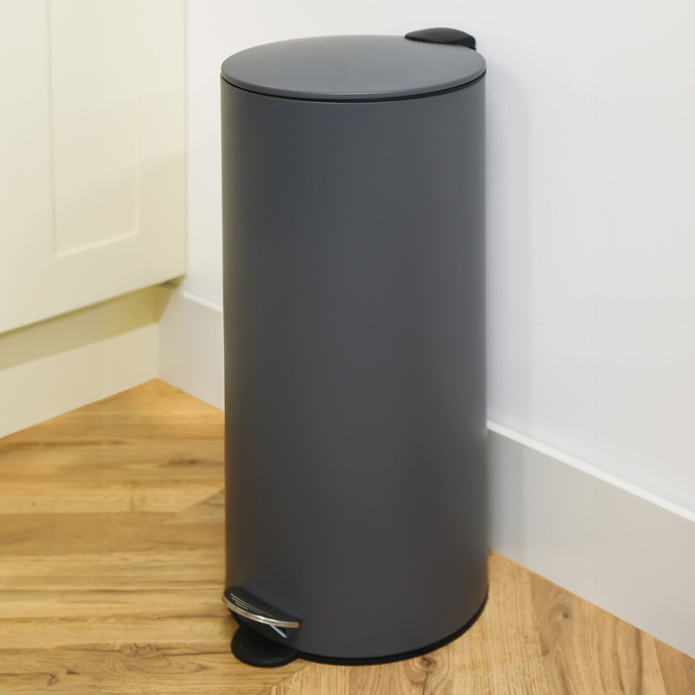 My Home Round Pedal Bin 30L Charcoal Image 2