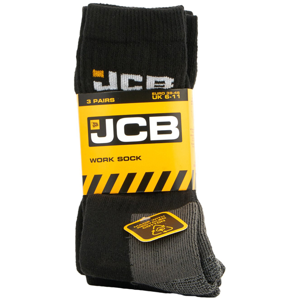 Pack of 3 JCB Worker Socks Black Image 1