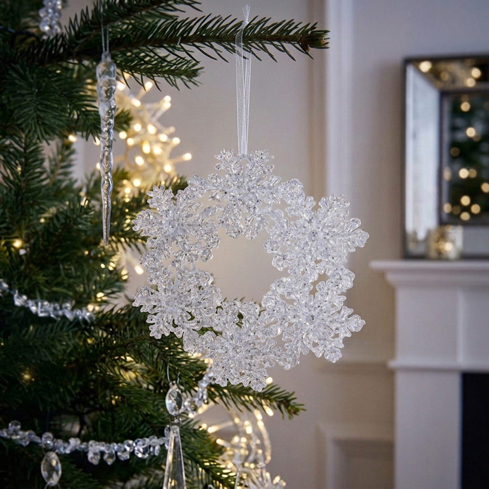 Icy Glitter Wreath Decoration Clear Image 2