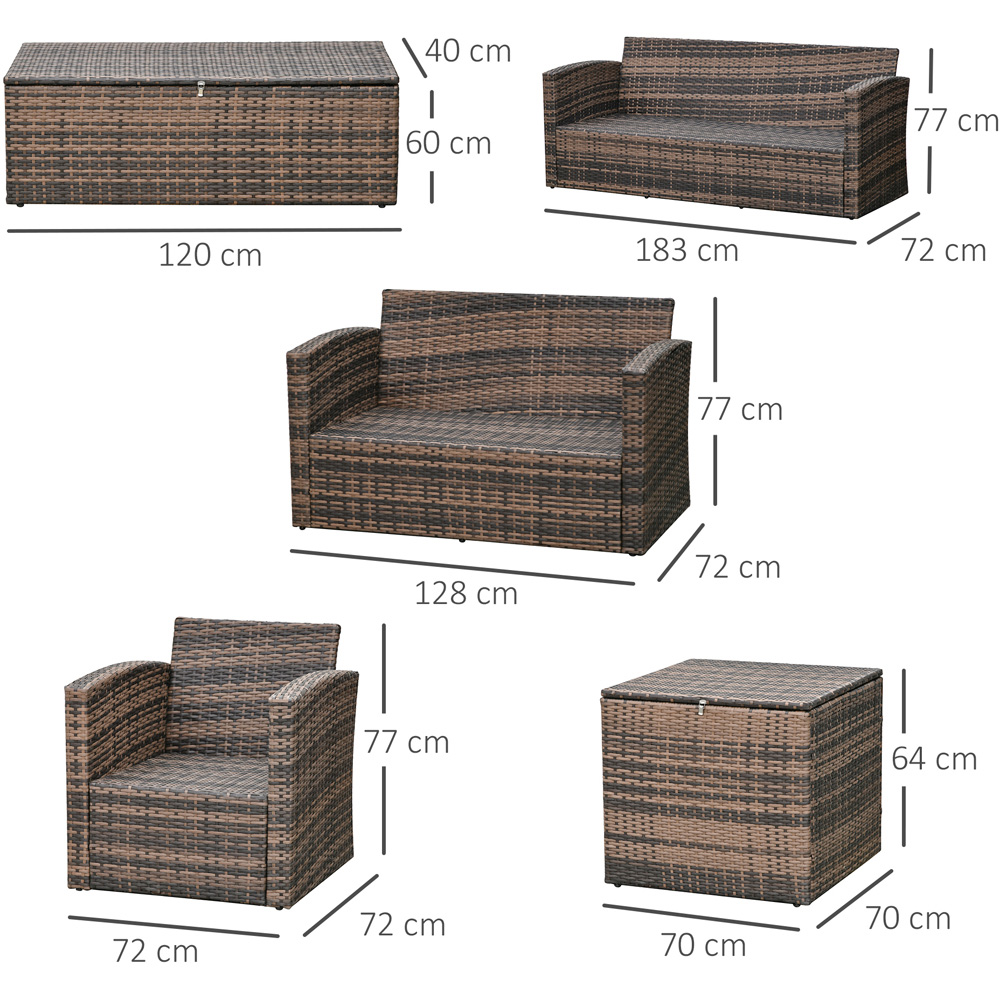 Outsunny 7 Seater Mixed Brown Rattan Wicker Lounge Set Image 7