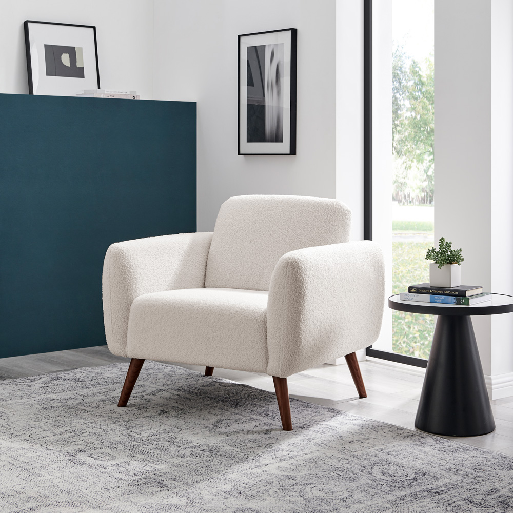 Furniturebox Terry White Boucle Armchair Image 5