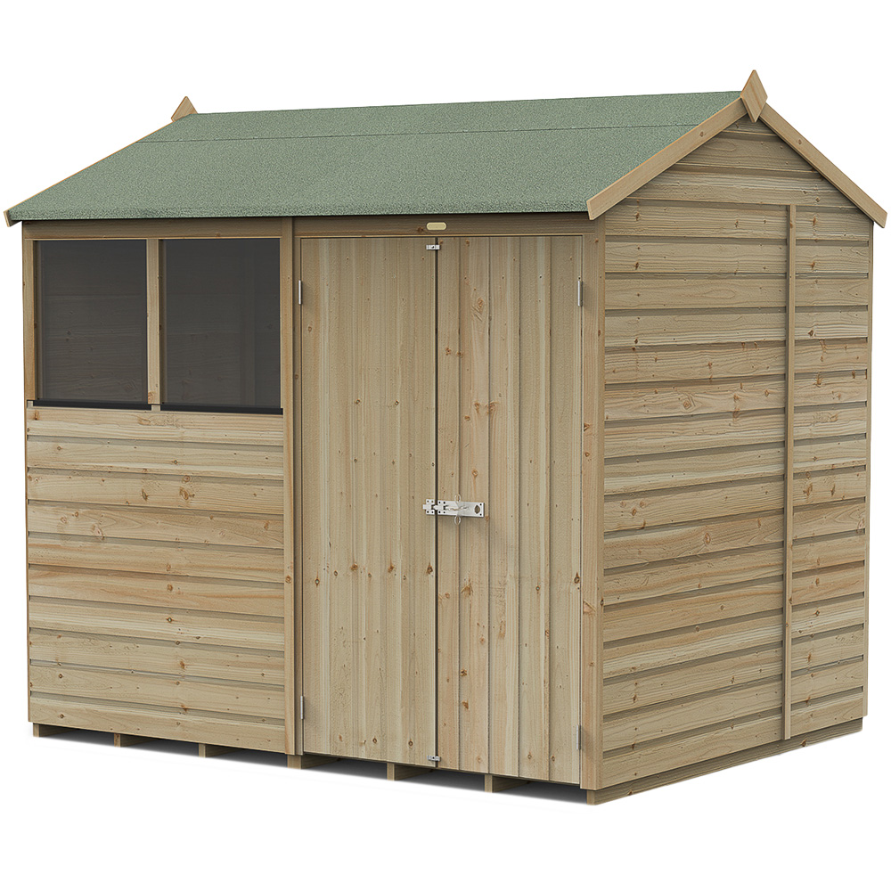 Forest Garden Beckwood 8 x 6ft Double Door 2 Windows Reverse Apex Shed Image 1