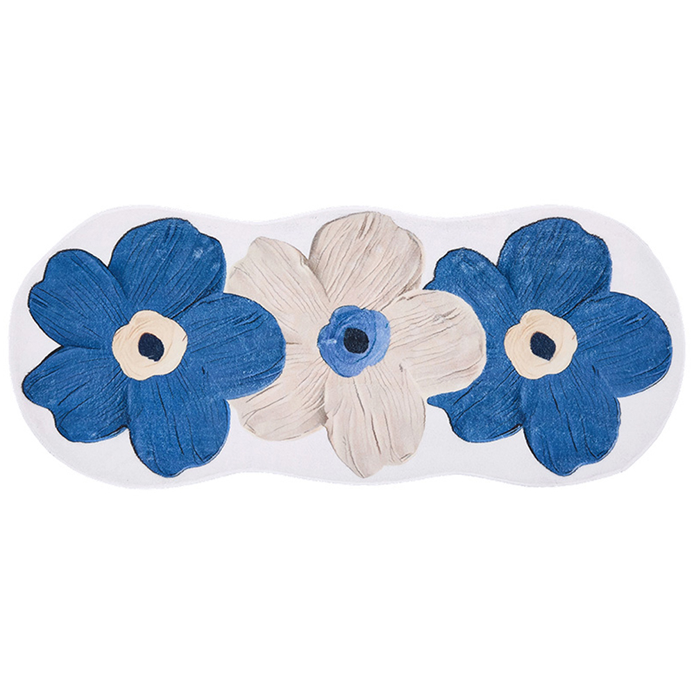 Living and Home Blue Irregular Floral Non-Slip Runner Rug 120 x 50cm Image 1