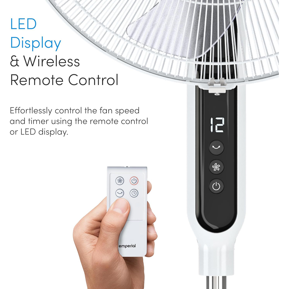 Emperial 16 inch Pedestal Fan Low Energy DC Motor with Remote Control Image 2